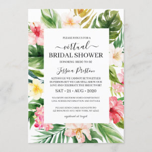 Invitación Acuarela Tropical Floral Virtual Bridal Shower