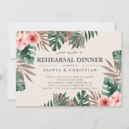 Invitación Acuarela tropical Green Floral Ensayo Cena