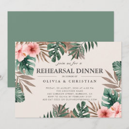 Invitación Acuarela tropical Green Floral Ensayo Cena