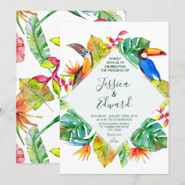 Invitación Acuarela tropical Hawaii Aves Exóticas