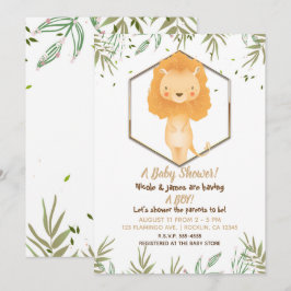 Invitación Acuarela Tropical León Niños Dulce Baby Shower