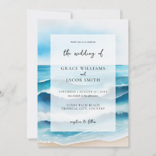 Invitación Acuarela Tropical Ocean Beach Wedding