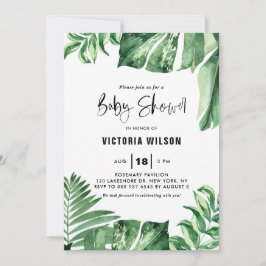 Invitación Acuarela Tropical Variegated deja Baby Shower