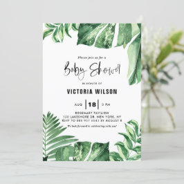 Invitación Acuarela Tropical Variegated deja Baby Shower