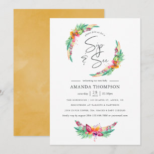 Invitación Acuarela Tropical Verano Playa Sip y Ver