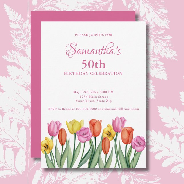 Invitación Acuarela Tulips 50 cumpleaños (Subido por el creador)