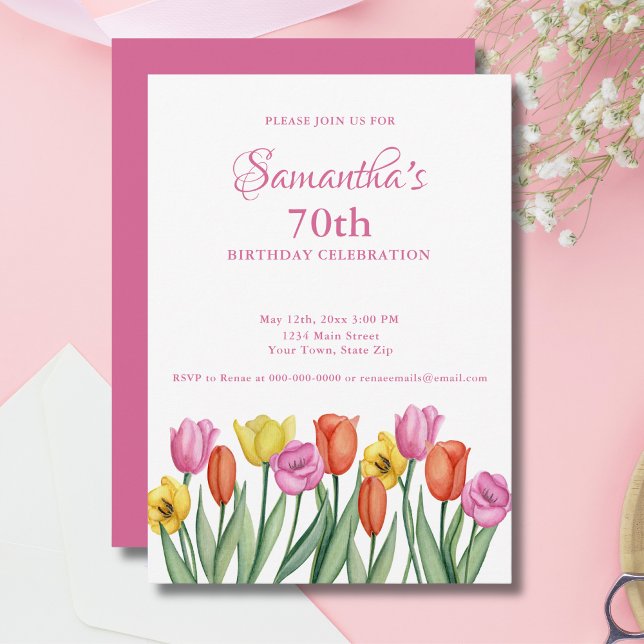 Invitación Acuarela Tulips 70 Fiesta de Cumpleaños (Subido por el creador)
