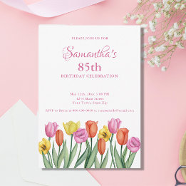 Invitación Acuarela Tulips 85ª fiesta de cumpleaños