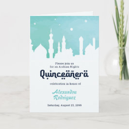 Invitación Acuarela Turquesa Arábiga Quinceañera