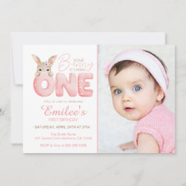 Invitación Acuarela Un conejo es un cumpleaños fotográfico