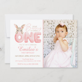 Invitación Acuarela Un conejo es un cumpleaños fotográfico