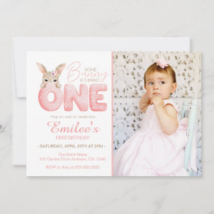 Invitación Acuarela Un conejo es un cumpleaños fotográfico