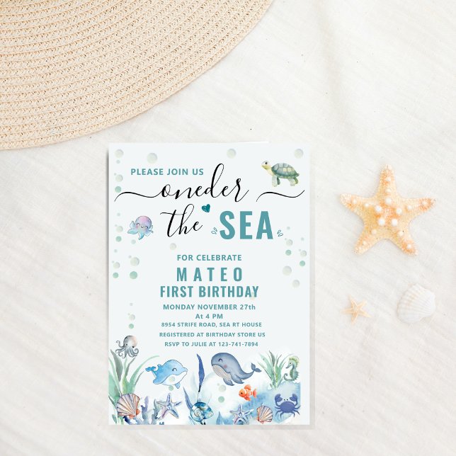 Invitación Acuarela Un-der el mar 1er cumpleaños (Subido por el creador)