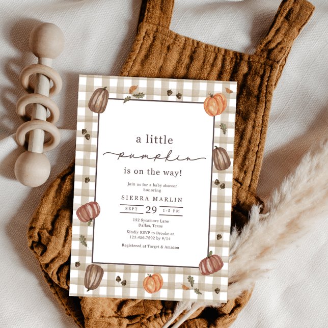 Invitación Acuarela Un Pequeño Baby Shower De Calabaza (Subido por el creador)