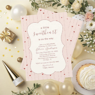 Invitación Acuarela un pequeño corazón dulce está en camino B