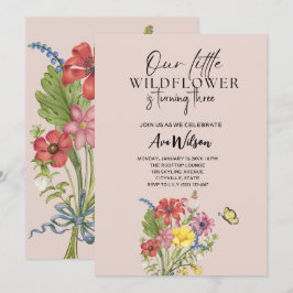 Invitación acuarela un pequeño cumpleaños de flor silvestre
