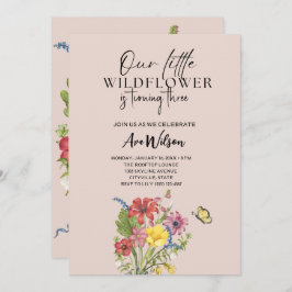 Invitación acuarela, un pequeño cumpleaños de flores silvestr