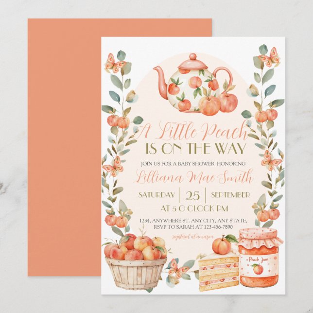 Invitación Acuarela Un poco de arena está en camino (Anverso / Reverso)