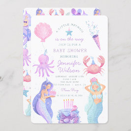 Invitación Acuarela Un poco de Baby Shower de sirena