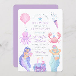 Invitación Acuarela Un poco de Baby Shower de sirena