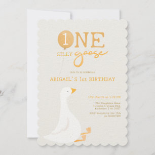 Invitación Acuarela Un Silly Goose Flor silvestre 1er cumplea