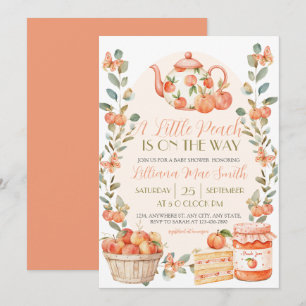 Invitación Acuarela Una pequeña melocotón está en camino
