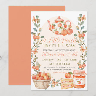 Invitación Acuarela Una pequeña melocotón está en camino