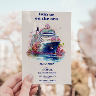 Invitación Acuarela Únase a nosotros en el boda de cruceros