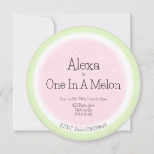 Invitación Acuarela Uno En Melón Melón Primer Cumpleaños