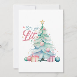 Invitación Acuarela Vamos a conseguir un árbol de Navidad lig