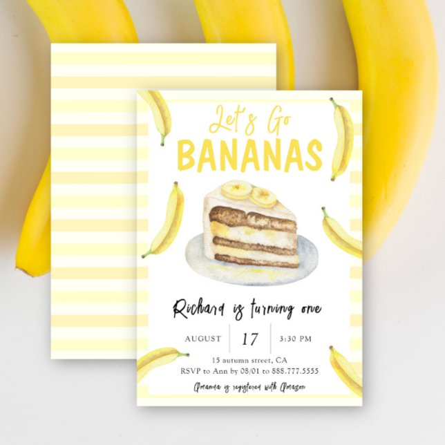 Invitación Acuarela Vamos Bananas Fiesta de Cumpleaños (Subido por el creador)