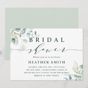 Invitación Acuarela Vegetación Botánica Ducha Bridal
