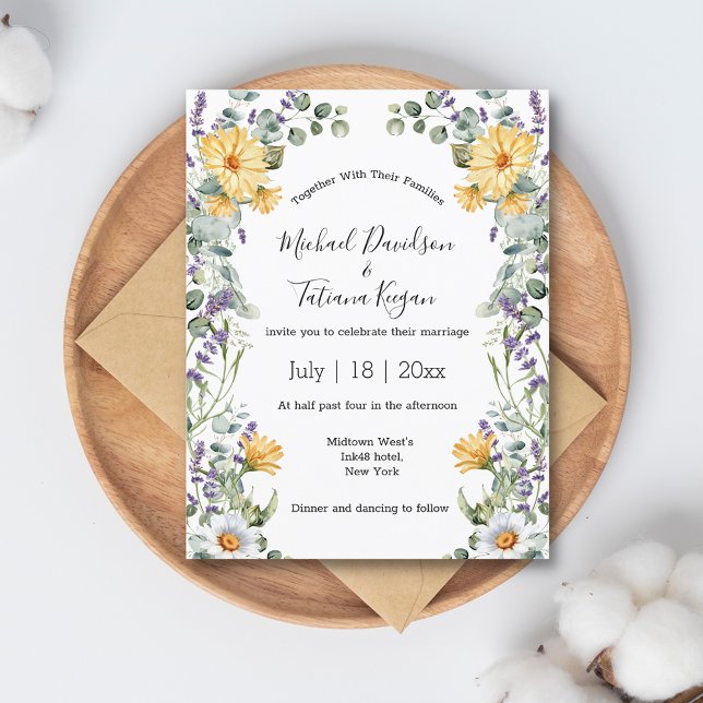 Invitación acuarela vegetación floral boda primavera verano (Subido por el creador)