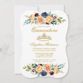 Invitación Acuarela Vegetación Floral Mixta Quinceanera