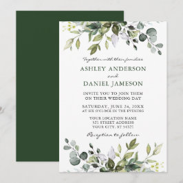 Invitación Acuarela Verde Botánico Boda moderno
