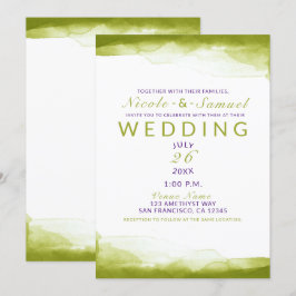 Invitación Acuarela Verde Chartreuse Chic Boda Moderna