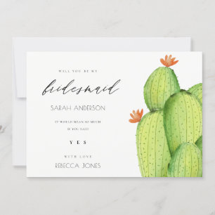INVITACIÓN ACUARELA VERDE FLOR DE CACTUS DEL DESIERTO DAMAS D