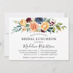 Invitación Acuarela Verde Floral Mezclado Noche Luncheon