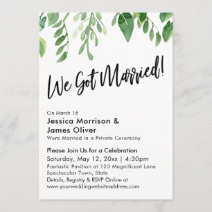 Invitación Acuarela Verde ¡Nos Casamos! Celebración