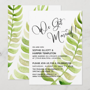 Invitación Acuarela Verde ¡Nos Casamos! Post-Boda