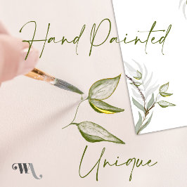 Invitación Acuarela Verde Salvia y Follaje Dorado 