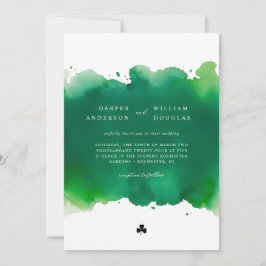 Invitación acuarela verde y boda de trébol