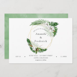 Invitación Acuarela Verdor tropical Boda geométrico