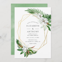 Invitación Acuarela Verdor tropical Boda geométrico
