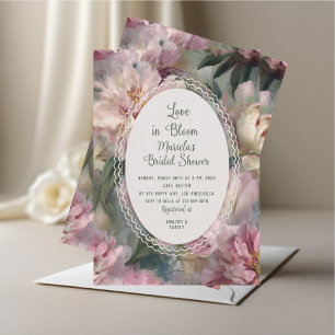Invitación Acuarela Vintage Botánico amor en flor Novia S