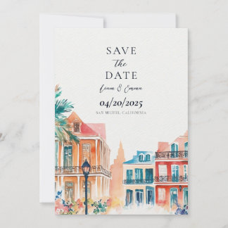 Invitación Acuarela Vintage de Nueva Orleans para Salvar la F