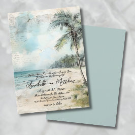Invitación Acuarela Vintage en la Boda en la Playa