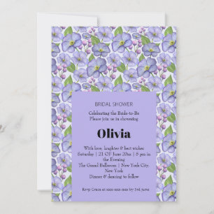 Invitación Acuarela Violetas Moradas y Patrón Floral