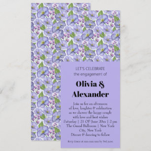Invitación Acuarela Violetas Moradas y Patrón Floral
