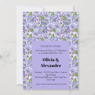 Invitación Acuarela Violetas Moradas y Patrón Floral